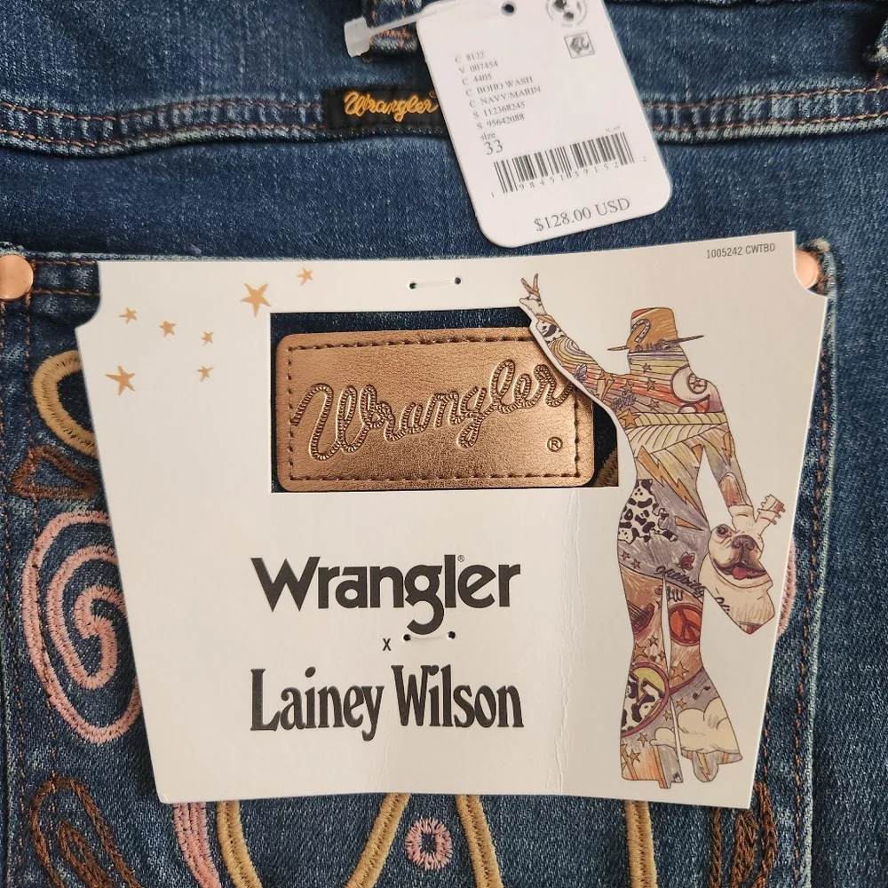 Free People Wrangler X Lainey‎ Wilson Wildflower Bell Bottom Jeans Women's